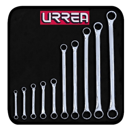 Urrea Full polished 12-point 15° box-end wrench set, 10pcs 1100D